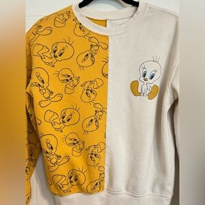 Vintage Looney Tunes Women’s Tweety Bird Sweatshirt XS Yellow & Beige